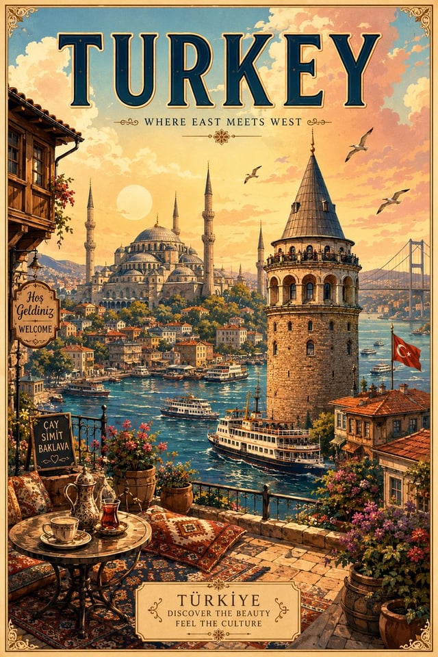 vintage illustrated travel poster 