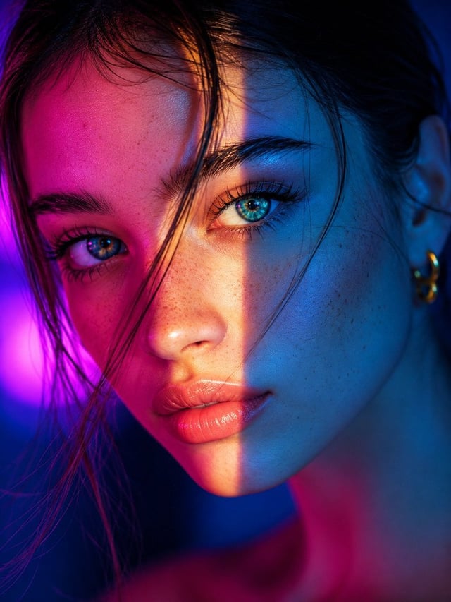 Ultra-realistic, award-winning editorial beauty portrait of an exceptionally beautiful young woman i