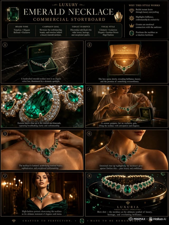 TITLE: Luxury Emerald Necklace Commercial Storyboard