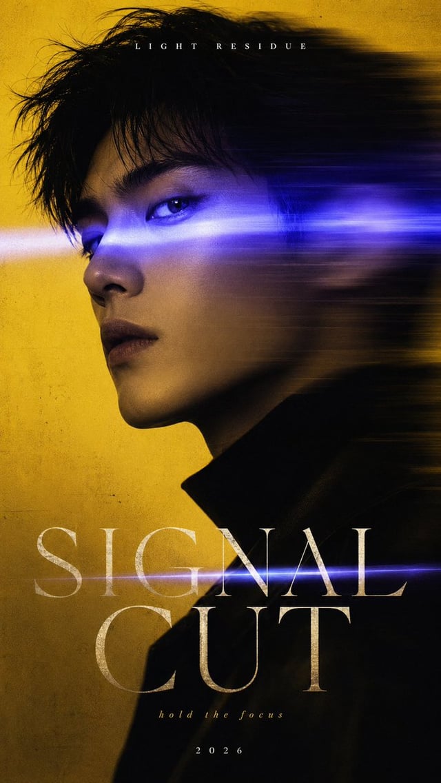 Create a 9:16 editorial portrait poster built around light, motion blur, and selective focus.
