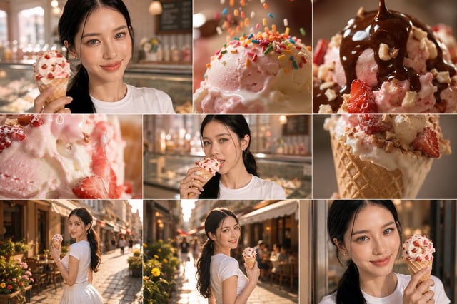 Young East Asian woman with sleek jet black hair worn down with a soft center part and loose face fr