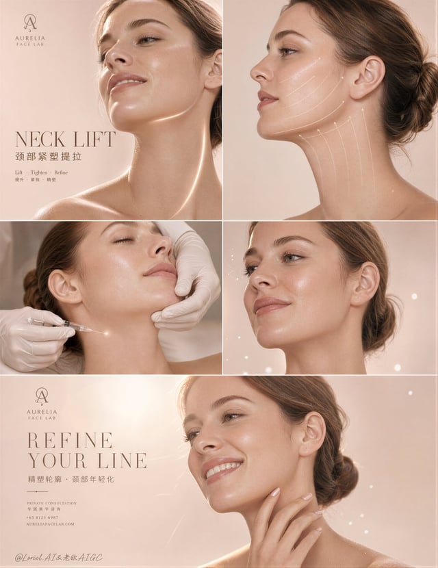 Create an ultra-premium aesthetic medicine campaign poster for a self-invented luxury clinic brand, 