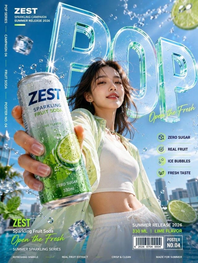 Create a vertical 3:4 commercial campaign poster for a fictional [Product Category] brand.
