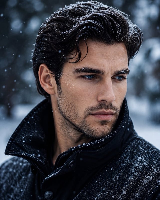 Create an ultra-realistic 8K cinematic winter portrait using my uploaded face as the exact facial re