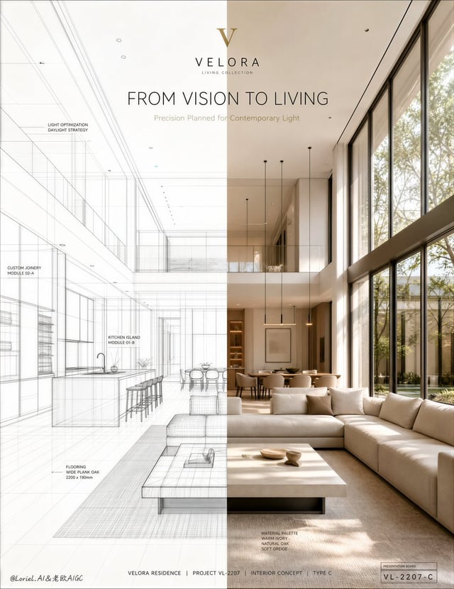one continuous open-plan residence
