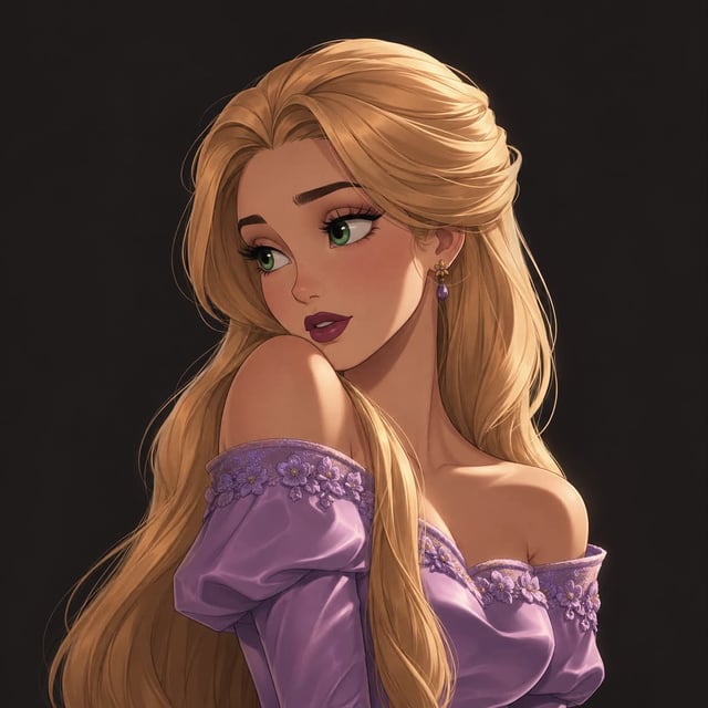 Ultra-detailed elegant fantasy princess portrait, waist-up, graceful over-the-shoulder pose, looking