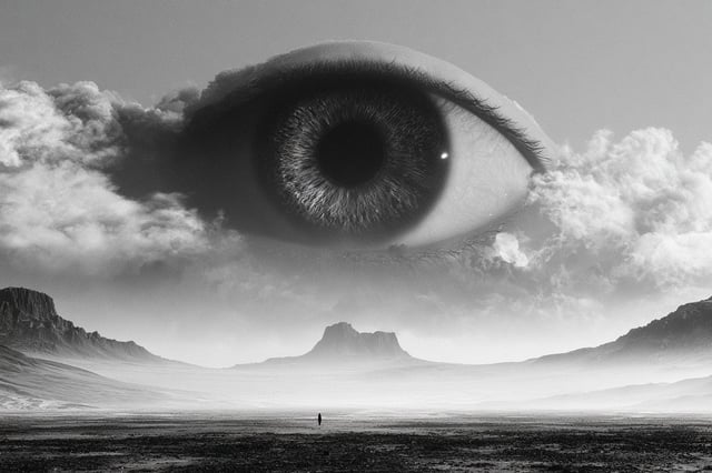 [Subject] envisioned in a Black and White Surreal Landscape, where reality is distorted into dreamli