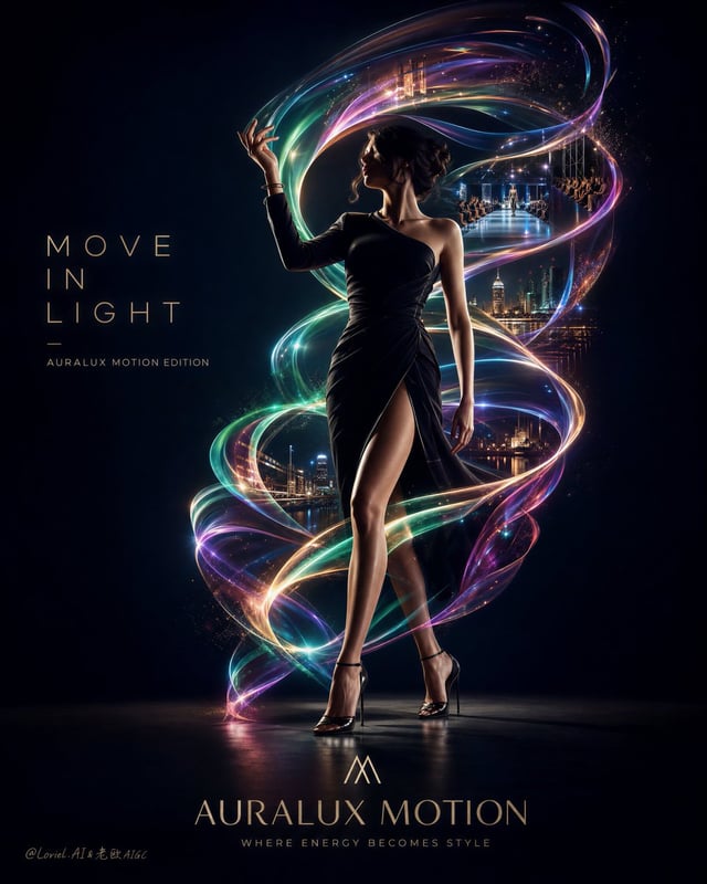 luminous ribbons choreographed around the body