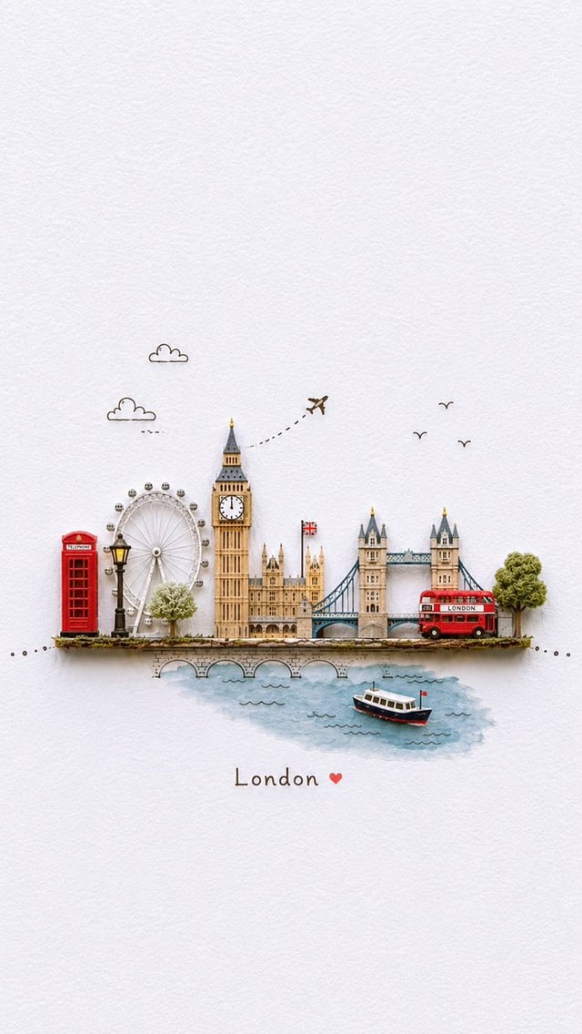 Create a charming miniature 3D paper-craft travel illustration of [DESTINATION], designed like a del