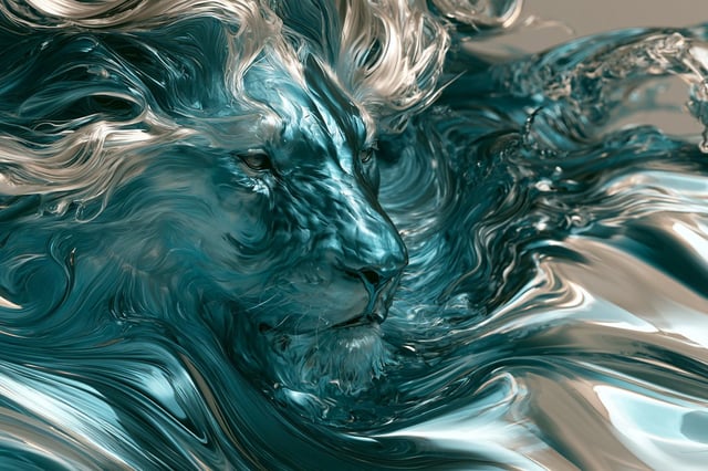 [Subject] immersed in a Chromatic Current, with streams of luminous liquid flowing around and throug