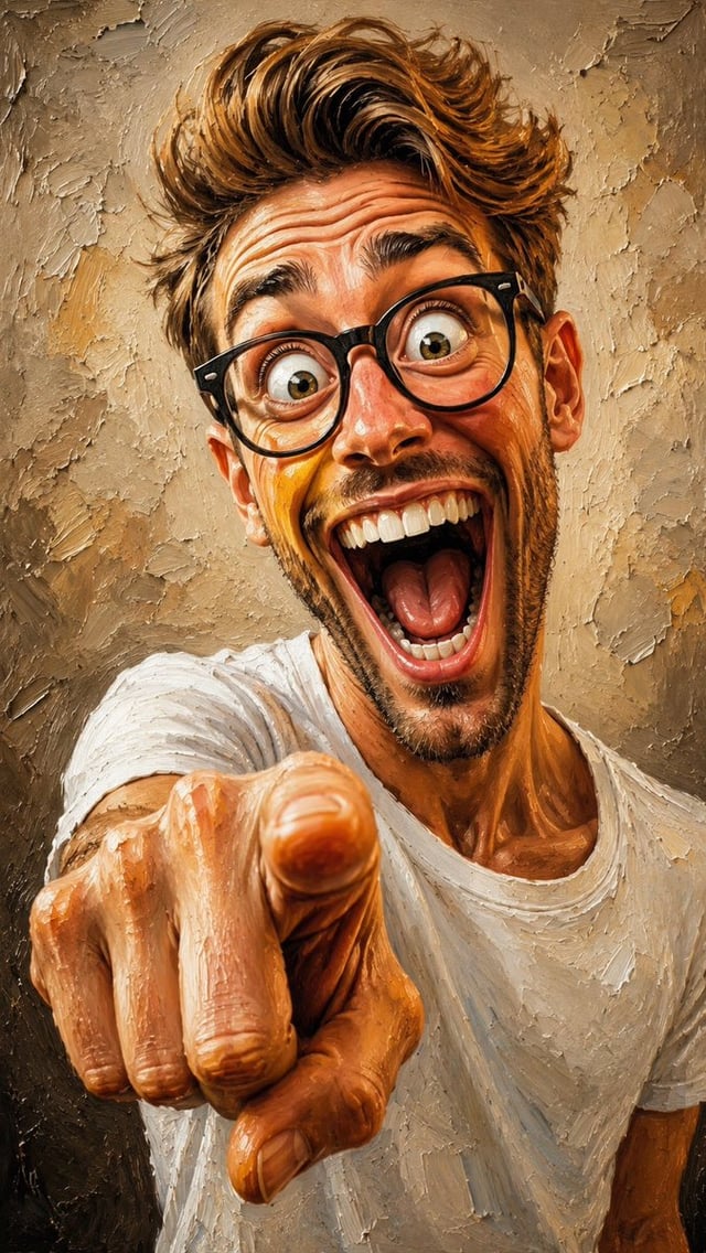 Create an ultra-funny exaggerated caricature portrait of a group of men in a textured oil painting s