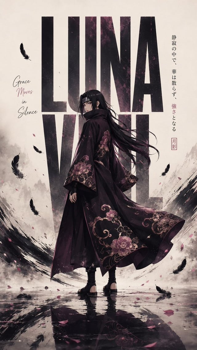Create a premium viral cinematic anime editorial poster featuring a mysterious [Gender] shinobi stan
