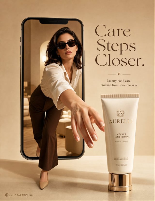 Create an ultra-premium beauty advertising poster for an original luxury skincare brand called AUREL