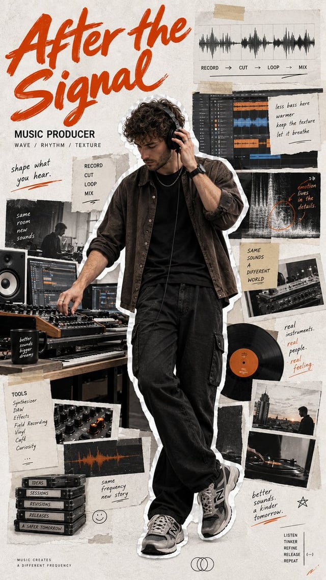 Create a 9:16 full-body editorial portrait poster for a modern [Profession].