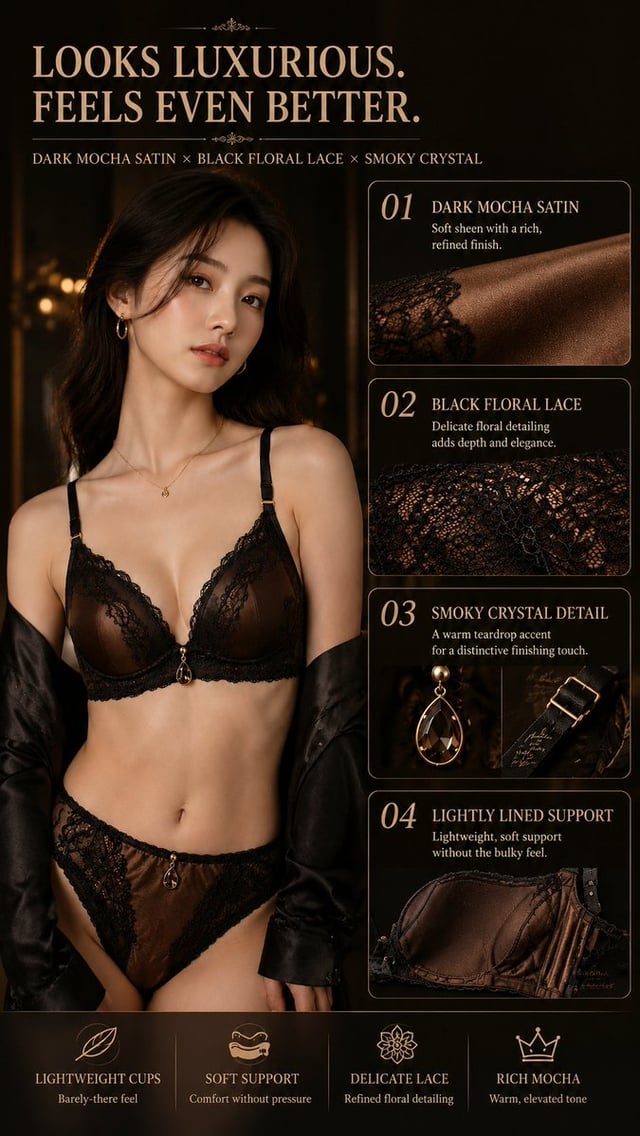 Create one premium 9:16 conversion-focused lingerie e-commerce visual based on two uploaded referenc