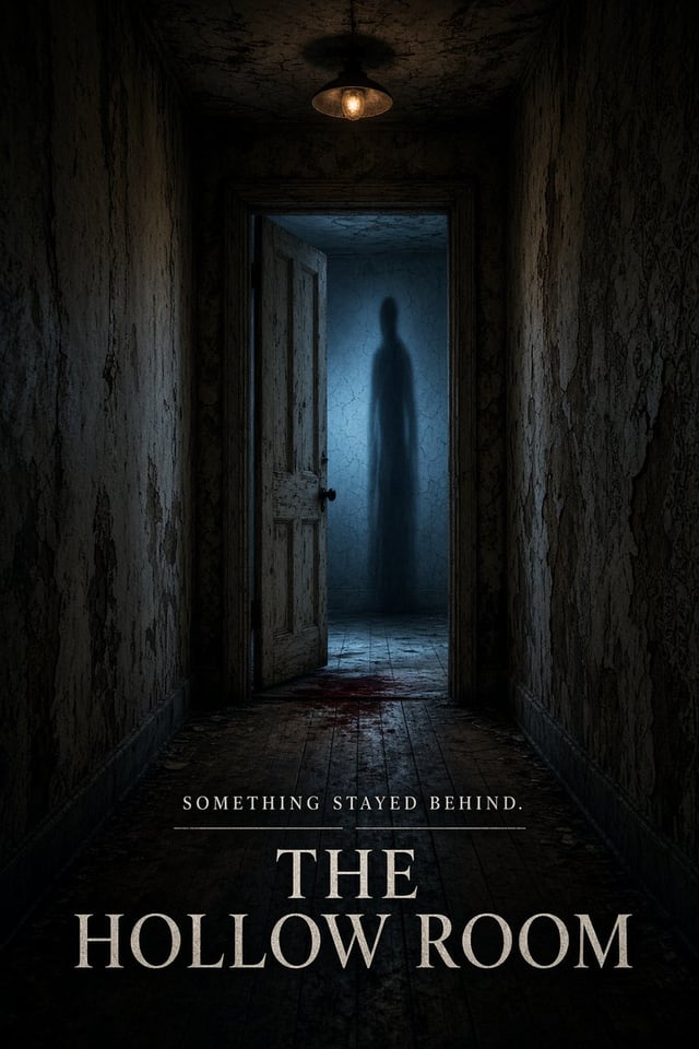 Create a finished vertical cinematic one-sheet poster for a psychological horror movie titled “THE H