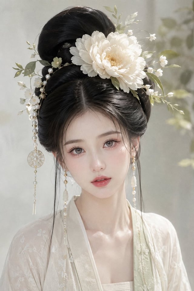 一名明确为成年人的东方女性，整体塑造成“古典水光仙姬”气质，重点统一脸型、五官、妆容、发型与发饰，使人物呈现温柔、清透、娇贵、古典仕女感。