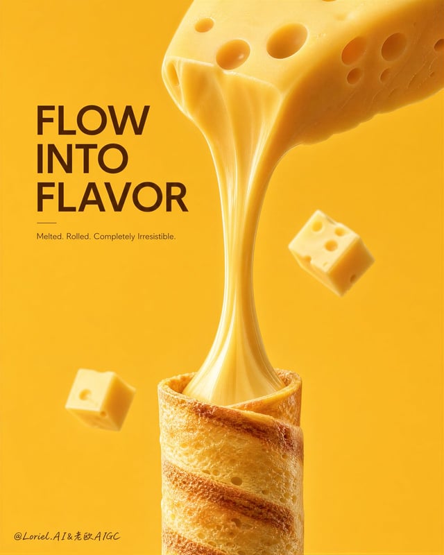 Create a premium vertical food advertising poster for a fictional snack brand called MELTORA, combin