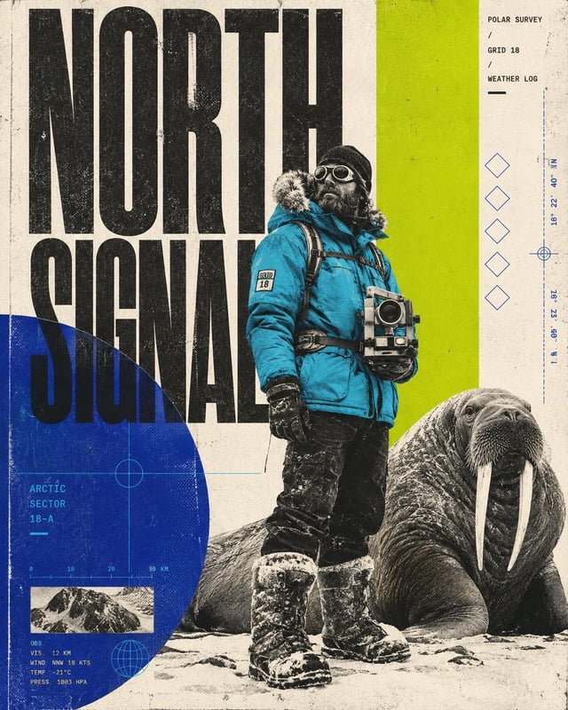 Vertical editorial collage poster featuring [CHARACTER] in [CLOTHING], full-body cutout positioned a