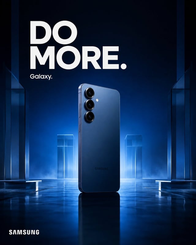 Create a premium agency-level Samsung Galaxy Instagram advertisement, 4:5 vertical, designed as the 
