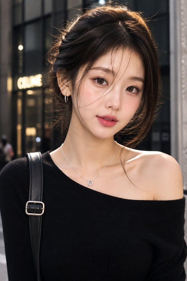 Ultra-realistic portrait of a cute adult East Asian woman, soft clean skin, delicate features, dark 