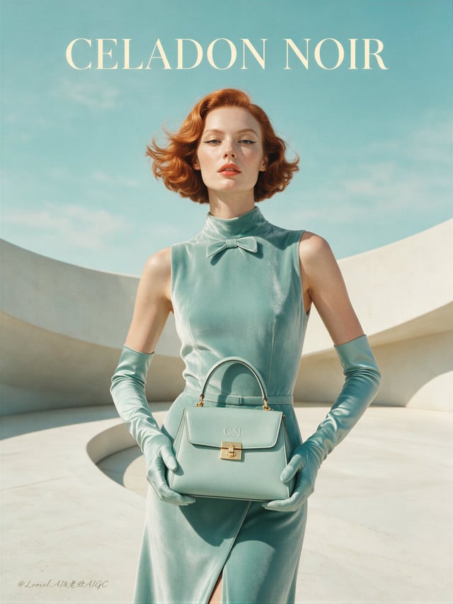 Create a Cannes-level luxury fashion advertising poster for an original accessories and couture hous
