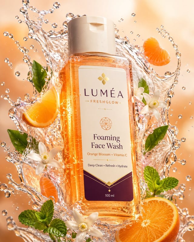 Create an ultra-realistic, high-end skincare advertising campaign for an original facial cleanser na