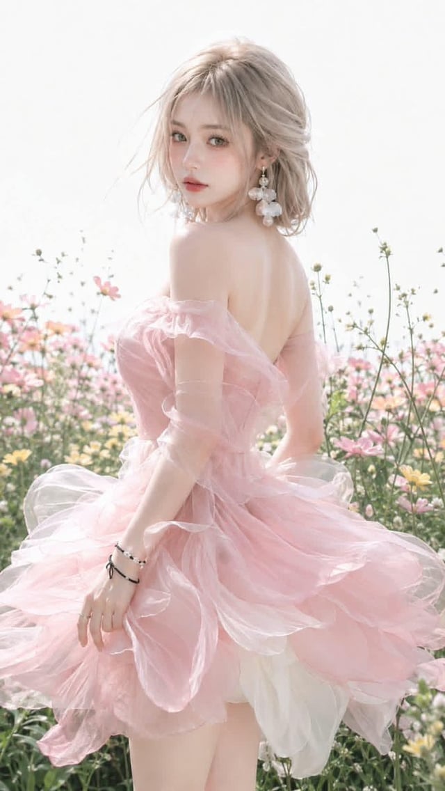 Ultra-photorealistic fashion editorial of a clearly adult young woman, youthful fresh appearance, sl