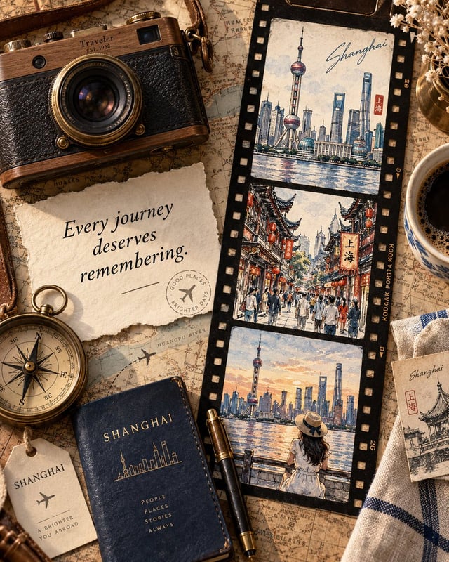 Create a premium 4:5 vertical Instagram travel editorial flat-lay for [Location]. No reference image