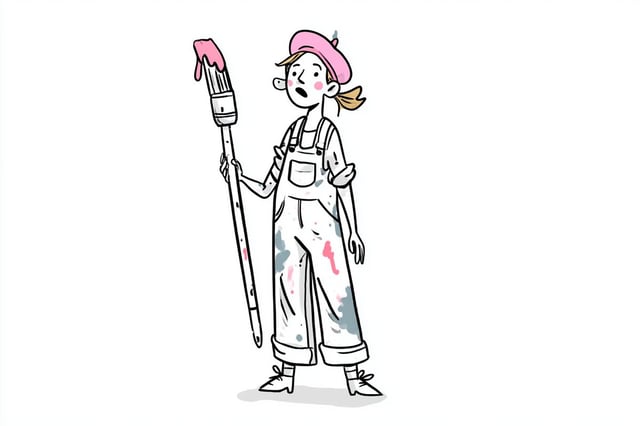 A simple illustration of a [Subject] wearing [Outfit], [Doing Action], with a [Facial Expression] ex