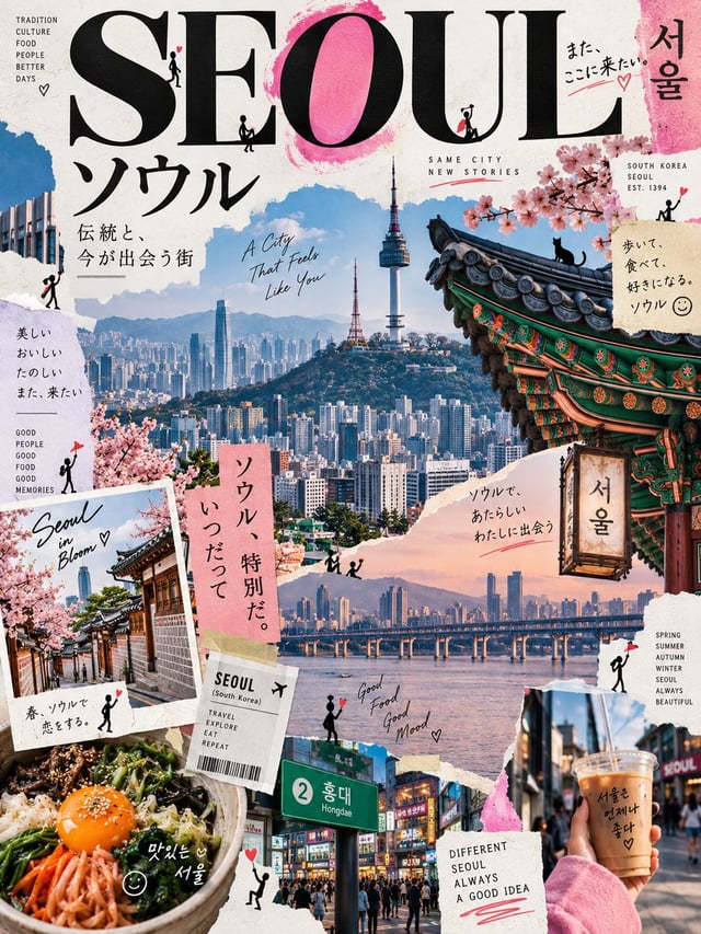 Create a premium contemporary editorial art poster for [LOCATION] in a playful Japanese design-ZINE 