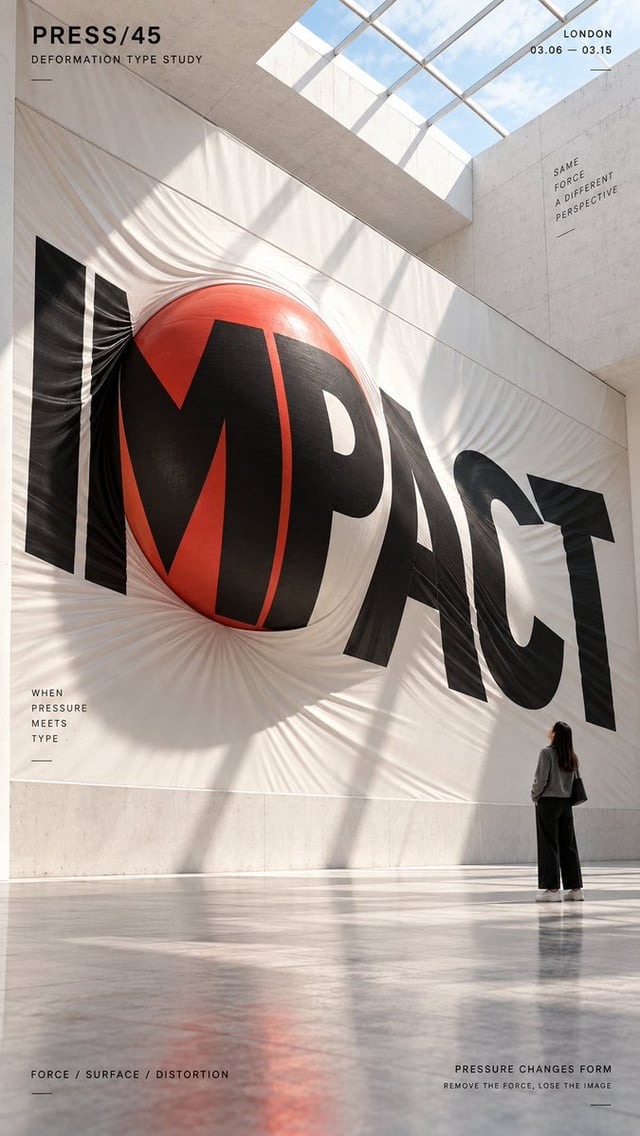 Create a 9:16 vertical poster in a clean contemporary museum-like architectural space, with minimal 