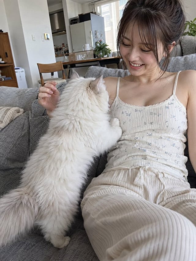 A natural photorealistic beachside gravure photo of a fictional 20-year-old adult Japanese woman wit