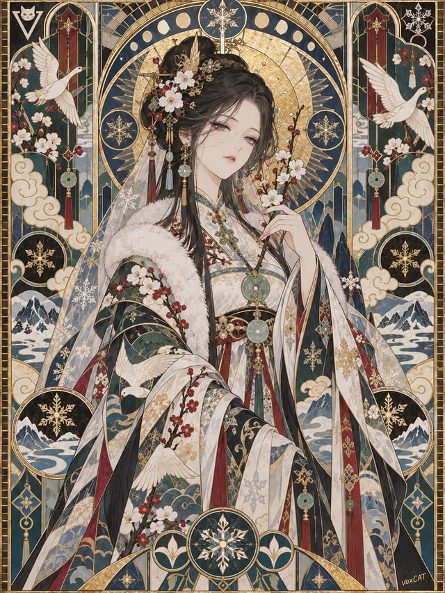[主体 / 角色 / 概念]，Vienna Secession 维也纳分离派 × Art Nouveau 新艺术运动 × Symbolism 象征主义 × Cloisonnism 分隔主义，整体呈现为