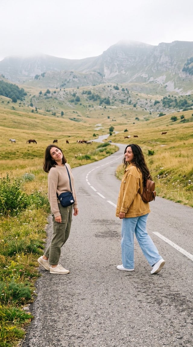 Create a completely original 9:16 vertical lifestyle travel photograph inspired by the overall conce