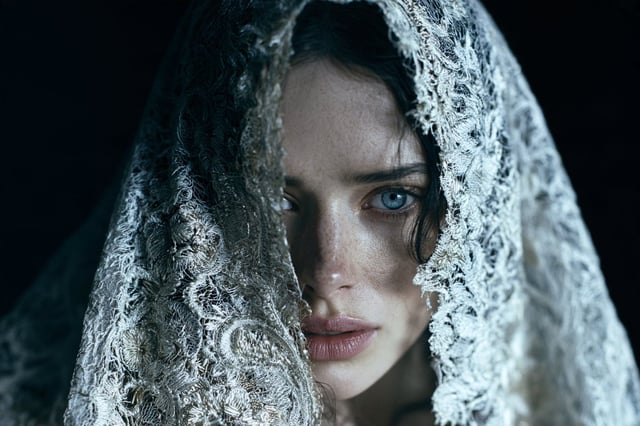 [Subject] rendered in a High-Contrast Gothic Romance, with dramatic lighting and ornate details. Use