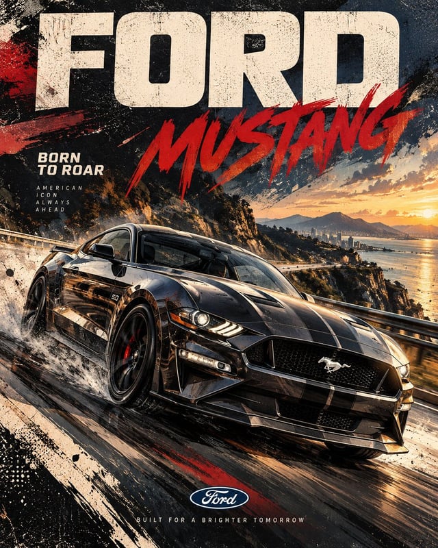 Create a premium 4:5 vertical automotive editorial poster featuring a [Year] [Car] in [Color], captu