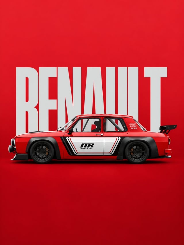 Create a premium minimalist automotive editorial poster in a vertical 3:4 composition.