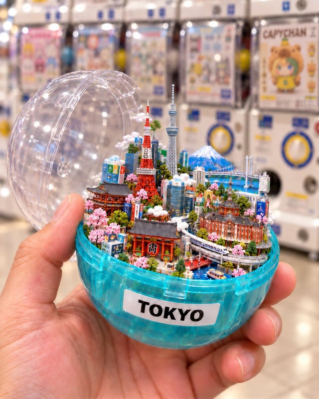 Create a highly detailed, photorealistic vertical 4:5 image of a miniature [City], [Country], emergi