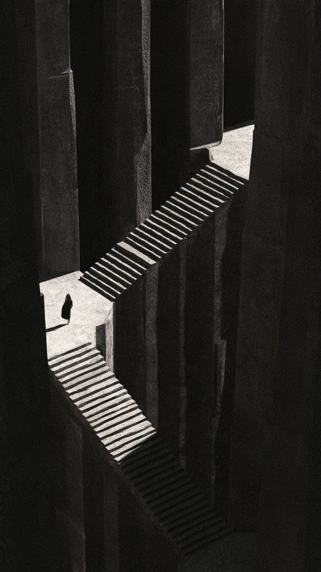 artistic surreal minimalist image, grand master shot, a woman showed in a particular way