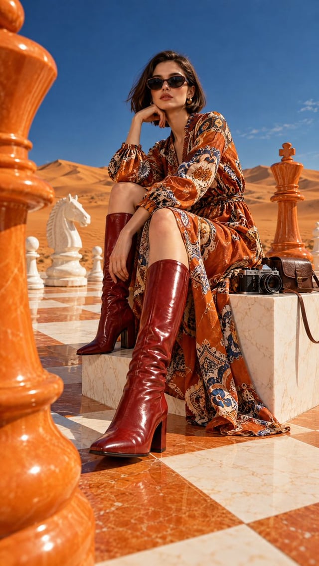 {   "prompt": {     "aspect_ratio": "9:16",     "style": "surreal high-fashion editorial photography
