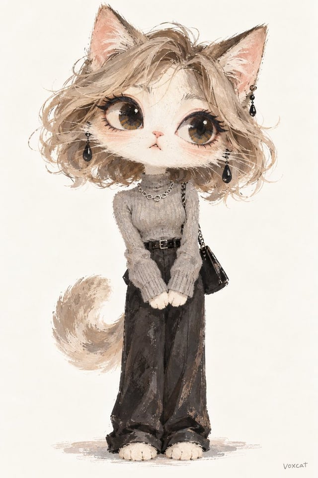 [角色]，转译为当代绘本角色插画 / editorial character design / naïve expressionist animal illustration。
