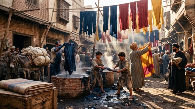 Ultra-realistic photograph, extra high resolution, 16:9. Cairo, late 18th century, morning in the dy