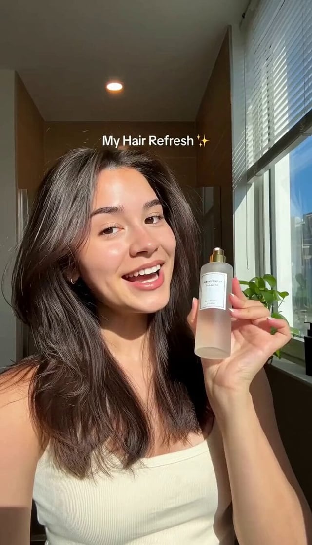 A realistic 15-second vertical beauty advertisement video of a young ...
