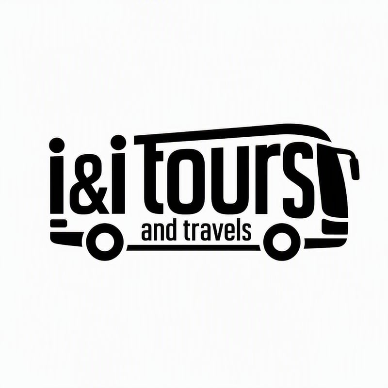 A minimalist logo design where the word "i&i tours and travels" is transformed into a physical object related to its ...