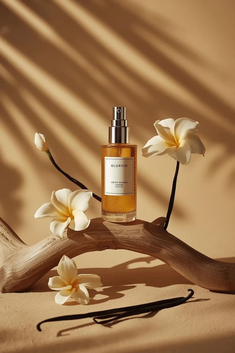 - Ultra-cinematic luxury skincare product photography of a translucent amber serum pump bottle standing upright at th...