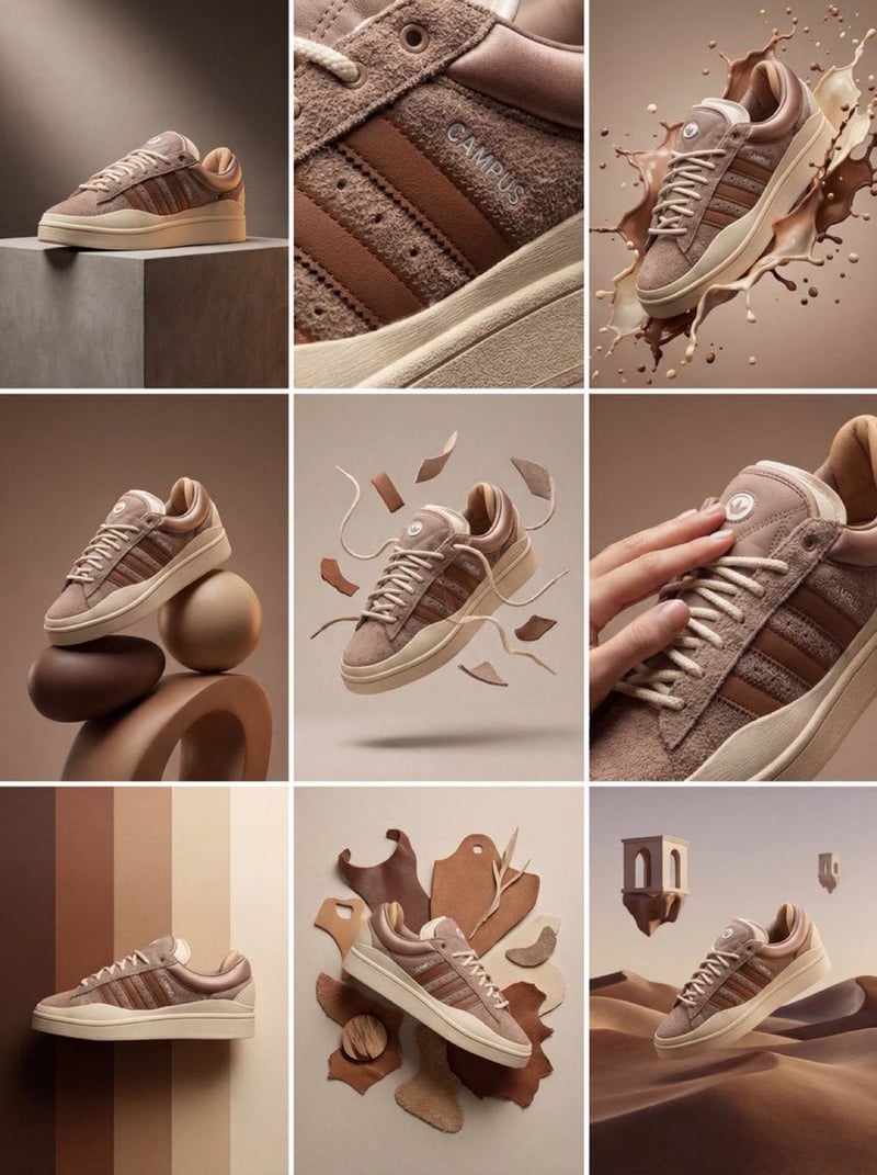 Create a 3×3 grid in 3:4 aspect ratio for a high-end commercial marketing campaign using the uploaded product as the ...