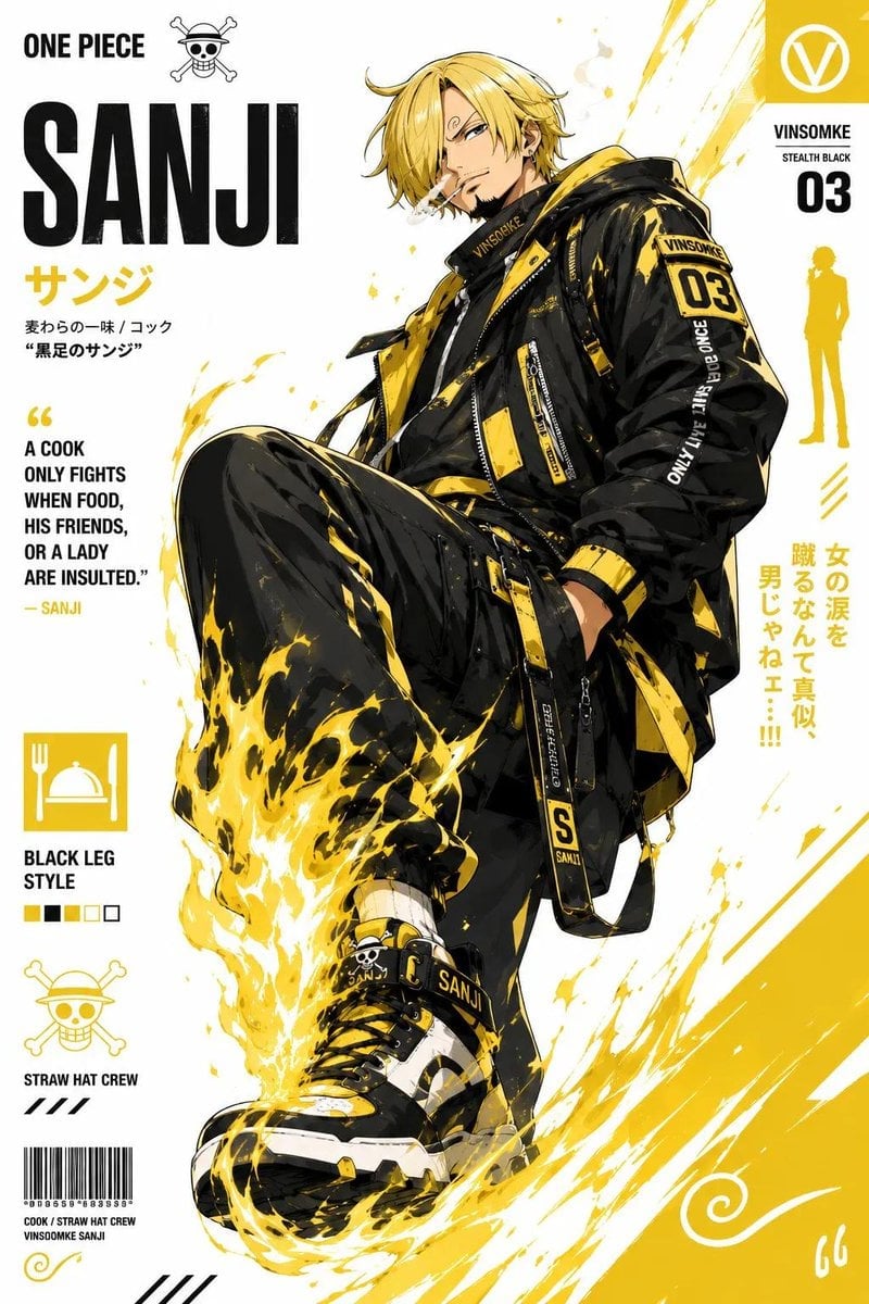 Create a stylized illustration of [character_name] from [franchise]. Character Analysis: Derive the character’s core ...