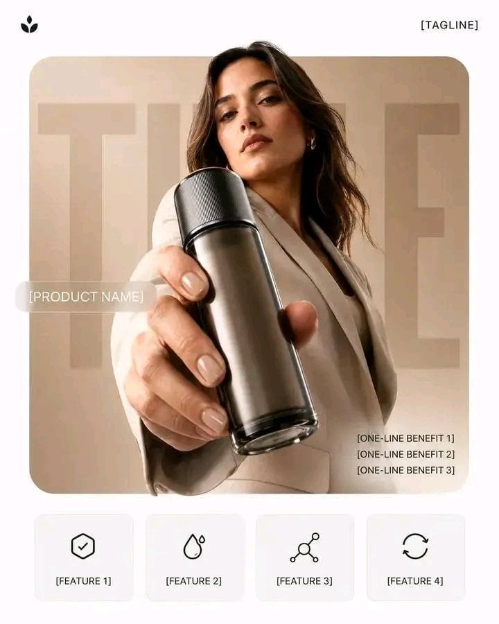 Create a photorealistic premium product campaign poster in a 4:5 vertical aspect ratio. Product: [PRODUCT NAME] Brand...