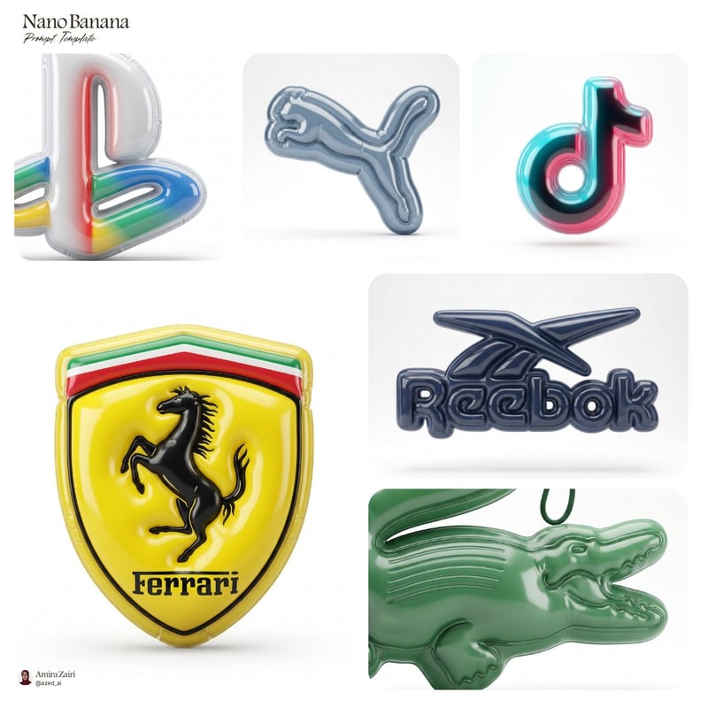 Create a hyper-realistic 3D render of the [Logo], crafted as an inflated plastic emblem, preserving the exact origina...